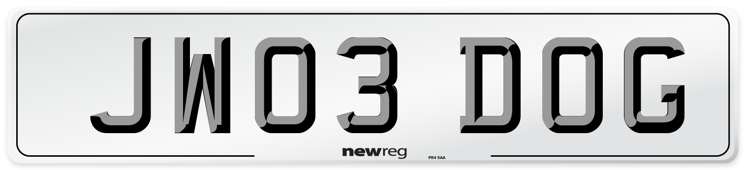 JW03 DOG Number Plate from New Reg